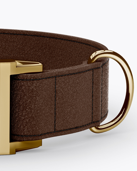 Leather Dog Collar Mockup - Front View (High-Angle Shot)