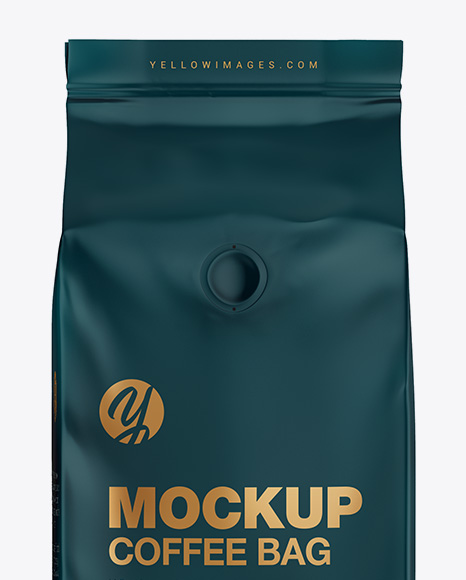 Matte Coffee Bag with Valve Mockup - Front View