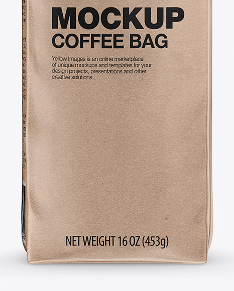 Kraft Coffee Bag with Valve Mockup - Front View