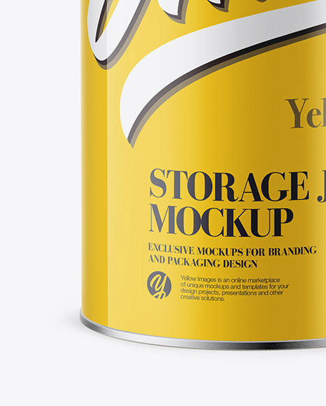 Glossy Storage Jar Mockup - Front View