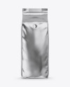 Glossy Metallic Coffee Bag with Valve Mockup - Front View