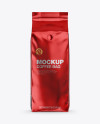 Glossy Metallic Coffee Bag with Valve Mockup - Front View