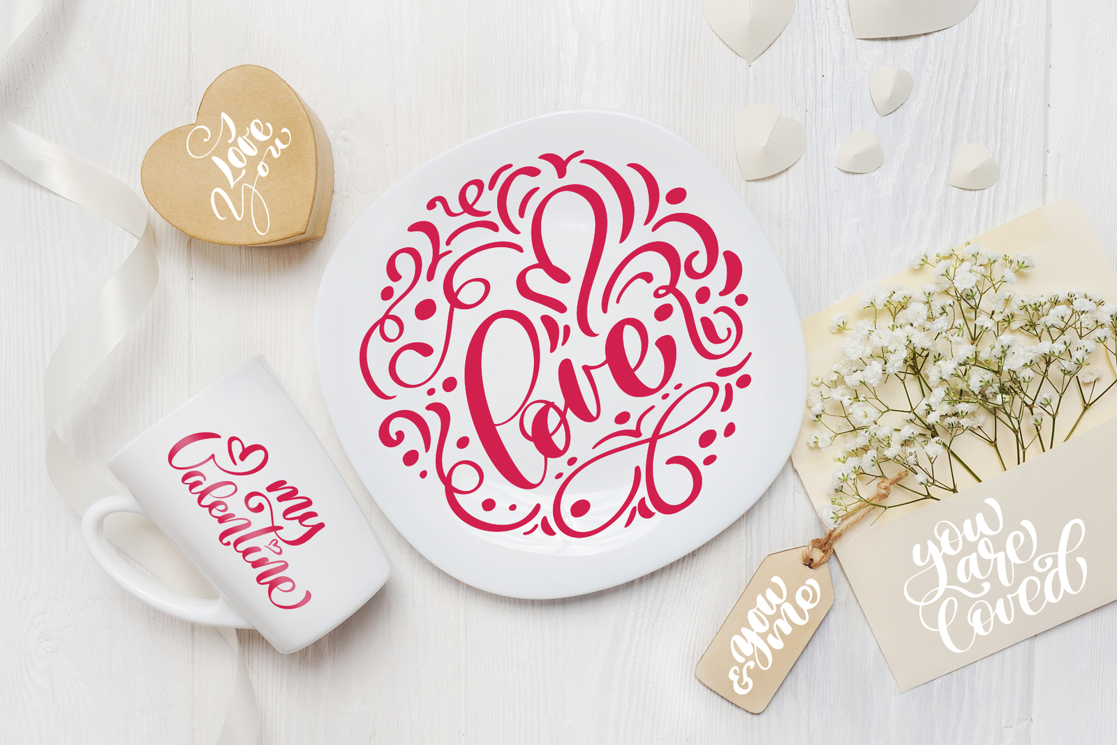 Valentine&#039;s Day lettering photo overlays