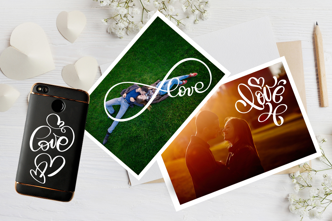 Valentine&#039;s Day lettering photo overlays