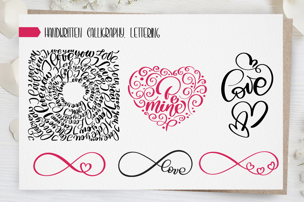 Valentine&#039;s Day lettering photo overlays