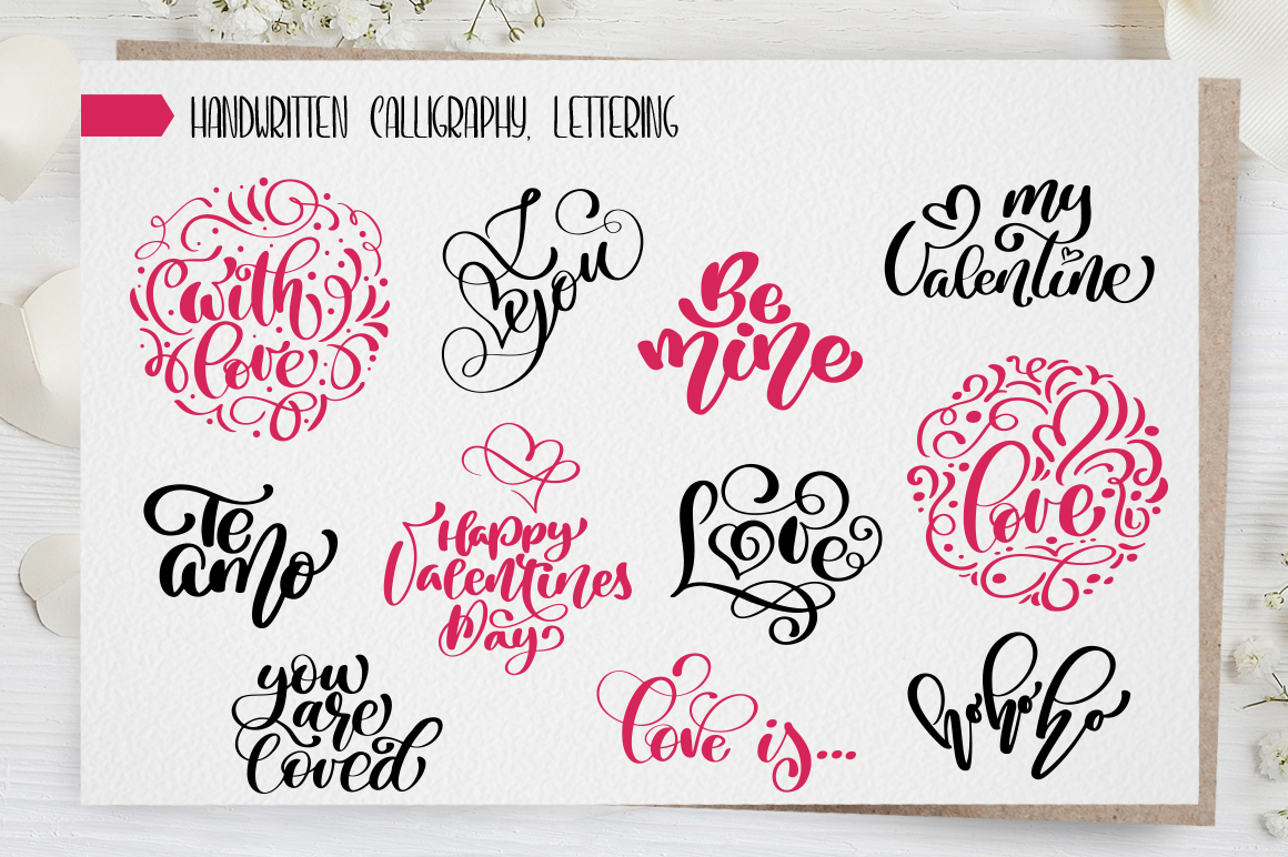 Valentine&#039;s Day lettering photo overlays