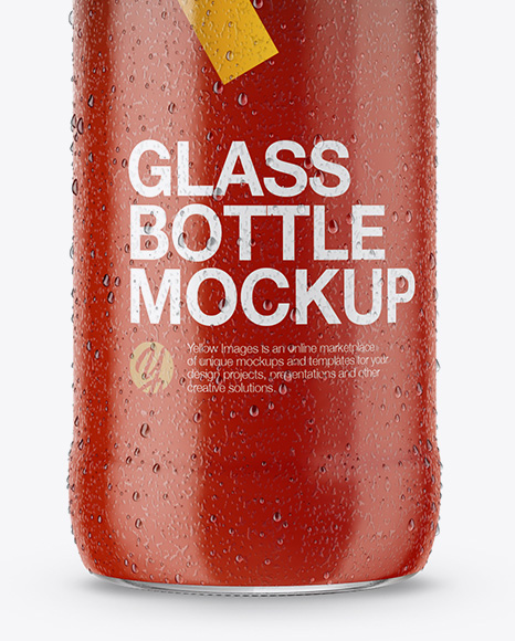 Glass Bottle w/ Condensation in Shrink Sleeve Mockup