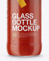 Glass Bottle w/ Condensation in Shrink Sleeve Mockup