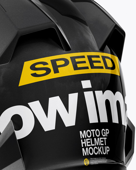 Moto GP Helmet Mockup - Back Half Side View