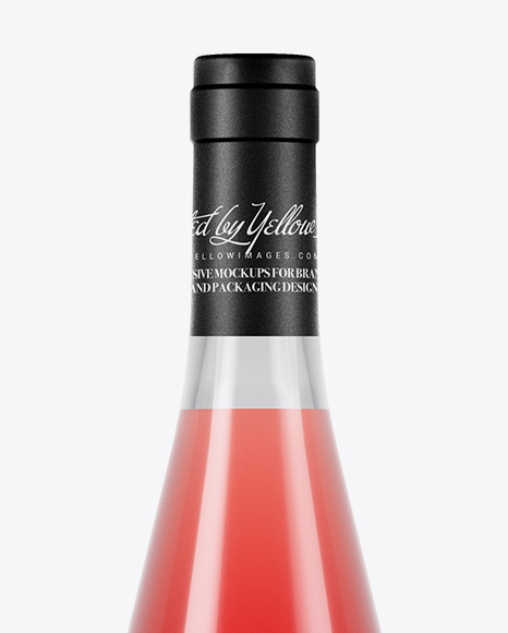 750ml Clear Glass Pink Wine Bottle Mockup