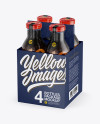 4 Bottles w/ Condensation Pack Mockup - Half Side View (High Angle View)