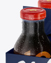 4 Bottles w/ Condensation Pack Mockup - Half Side View (High Angle View)