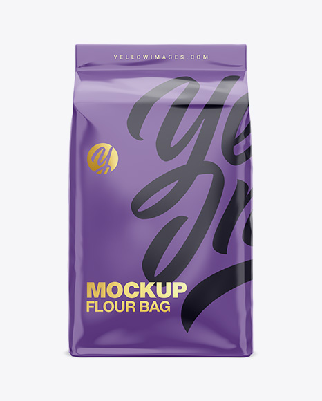 Glossy Paper Flour Bag Mockup - Front View (Eye-Level Shot)