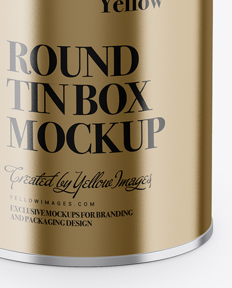 Metallic Tin Can Box Mockup - Front View (High Angle Shot)