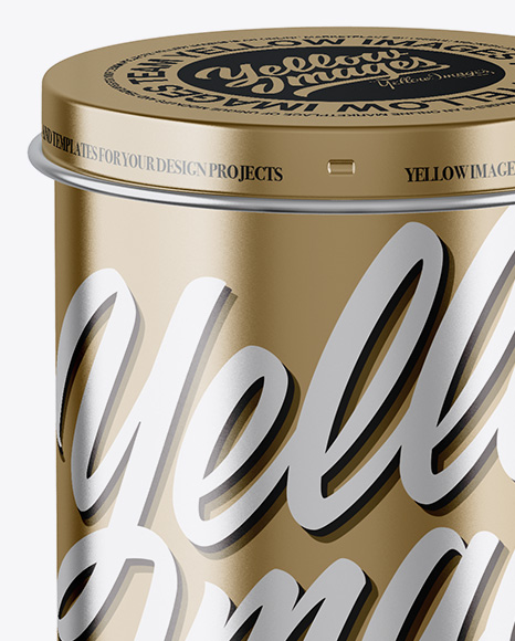 Metallic Tin Can Box Mockup - Front View (High Angle Shot)