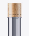 Metallic Cosmetic Bottle With Wooden Cap Mockup Metallic Cosmetic Bottle With Wooden Cap Mockup