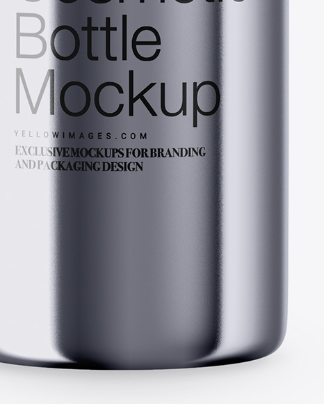 Metallic Cosmetic Bottle With Wooden Cap Mockup Metallic Cosmetic Bottle With Wooden Cap Mockup