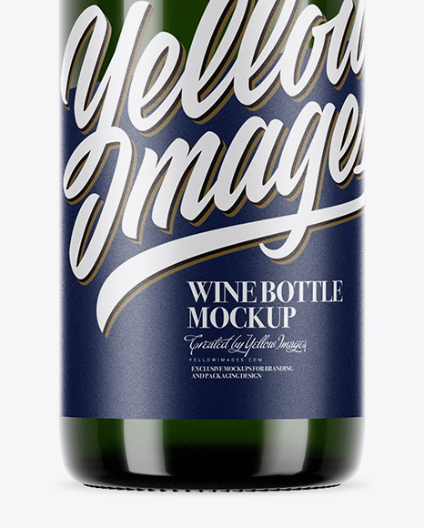 750ml Green Glass White Wine Bottle Mockup