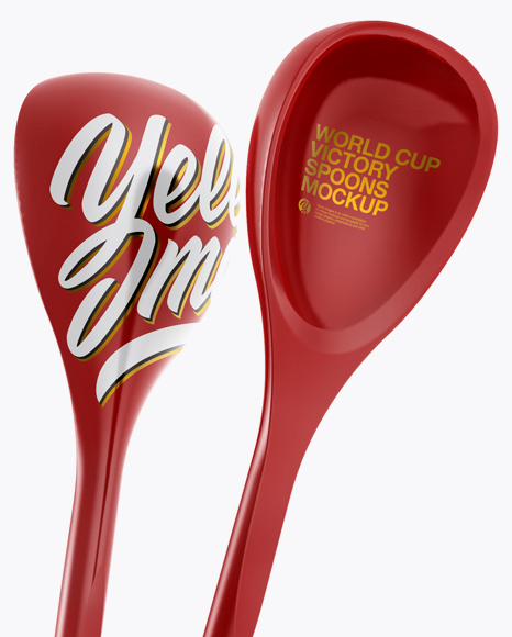 Glossy World Cup Victory Spoons Mockup - Half Side View - Free Download