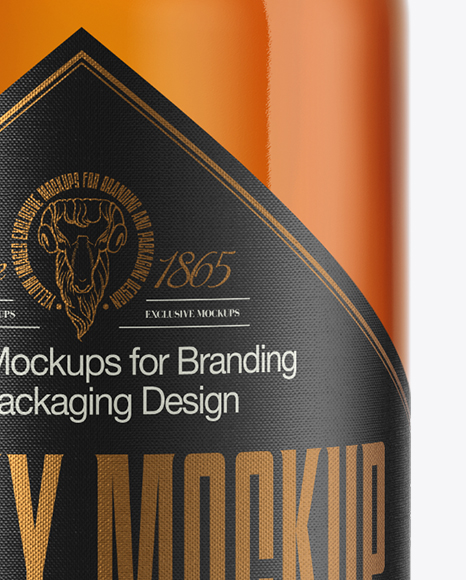 Whiskey Bottle with Wooden Cap Mockup