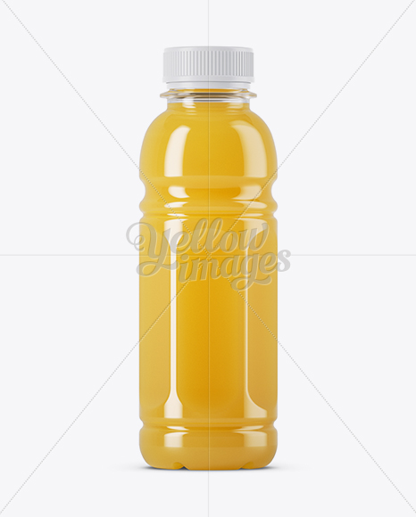 Plastic Bottle W/ Orange Juice Mockup