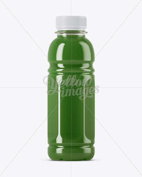 Plastic Bottle with Green Smoothie Mockup