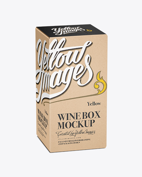 Kraft Paper Wine Box - 25° Angle - Wine wood box mockup