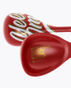 Glossy World Cup Victory Spoons Mockup - Half Side View (High-Angle Shot)