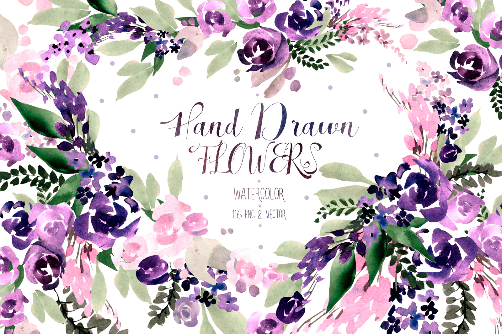 Hand Drawn Watercolor Flowers Hand Drawn Watercolor Flowers