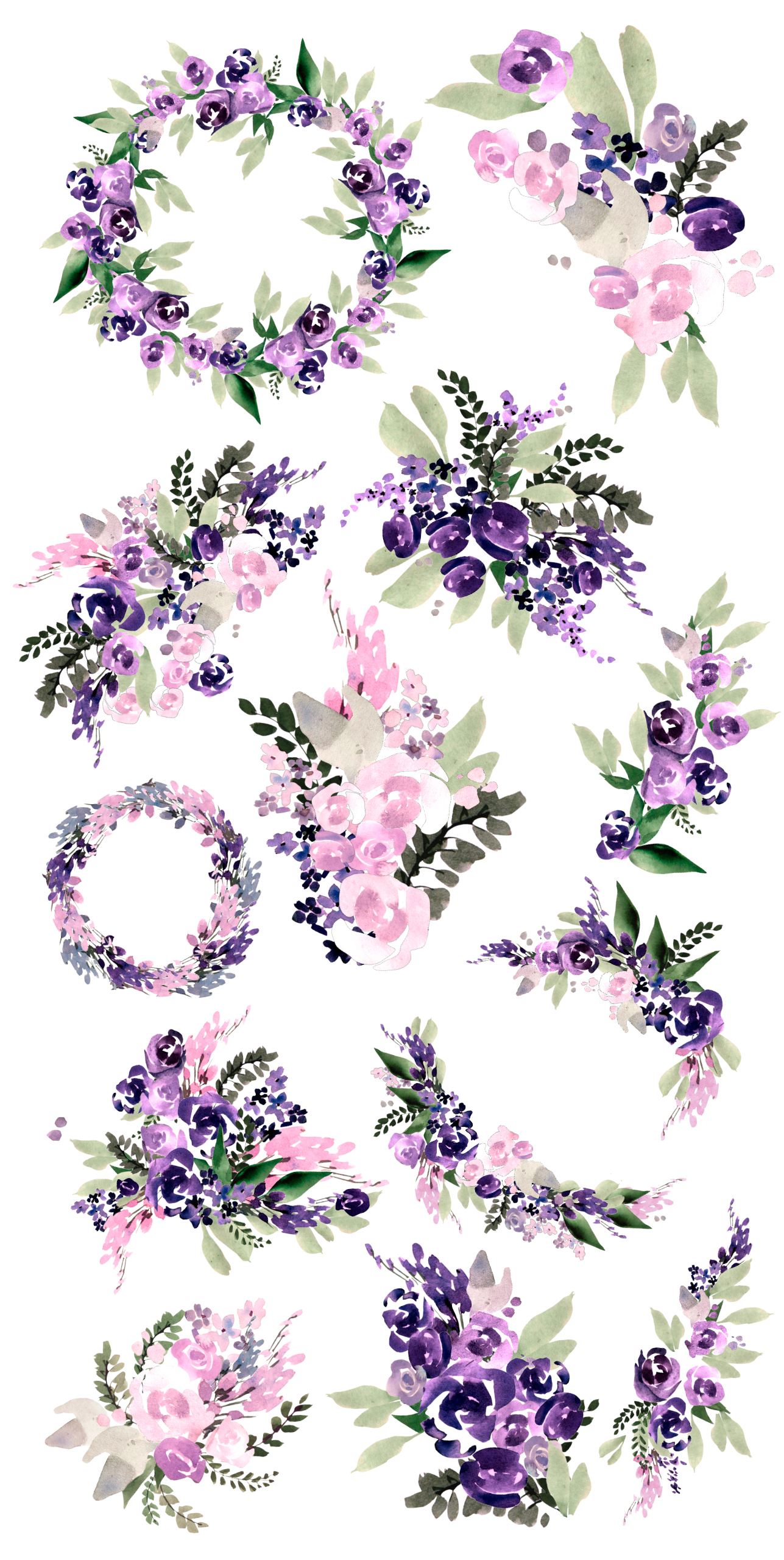 Hand Drawn Watercolor Flowers Hand Drawn Watercolor Flowers