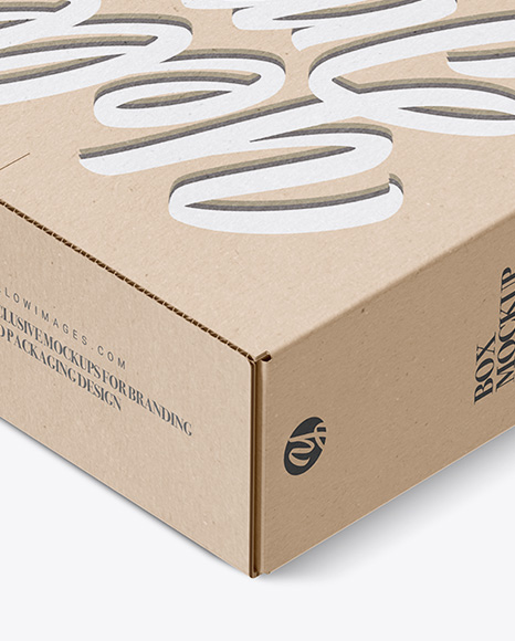 Kraft Carton Box With Handle Mockup - Half Side View (High-Angle Shot)