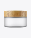 Frosted Glass Jar W/ Wooden Lid Mockup