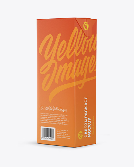 Carton Package with Straw Mockup - Halfside View