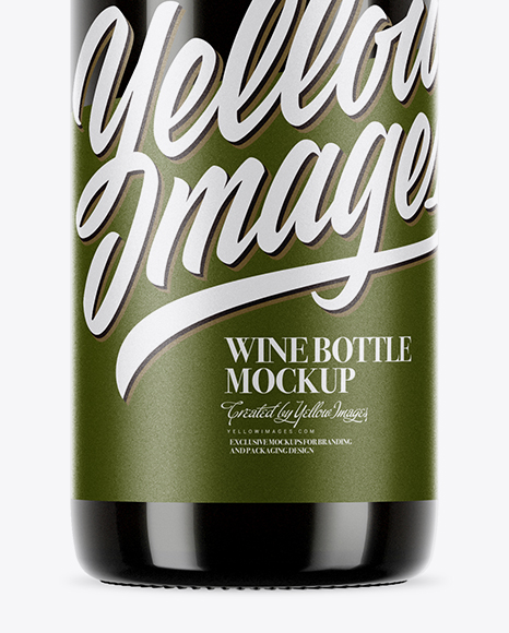 750ml Olive Green Glass Bottle With Red Wine Mockup