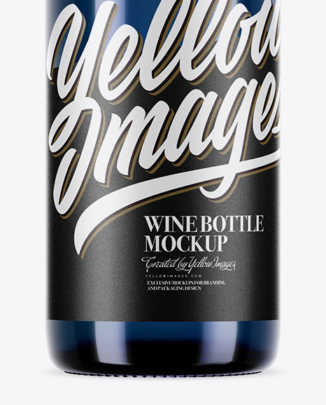 750ml Blue Glass Bottle With White Wine Mockup