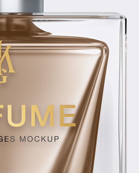 Perfume Bottle With Metallic Fillng Mockup - Front View - Free Download