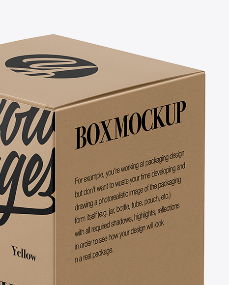 Kraft Paper Box Mockup - Halfside View (High-Angle Shot)