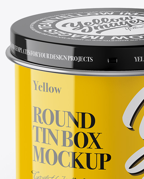 Glossy Tin Can Box Mockup - Front View (High Angle Shot)