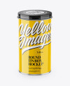 Glossy Tin Can Box Mockup - Front View (High-Angle Shot)