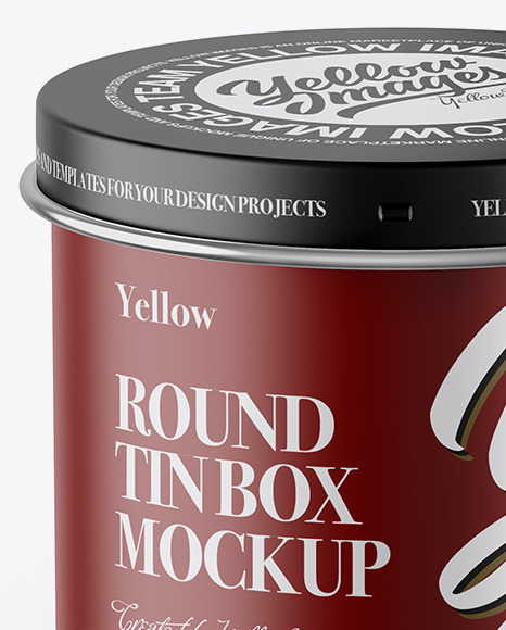 Matte Tin Can Box Mockup - Front View (High-Angle Shot)