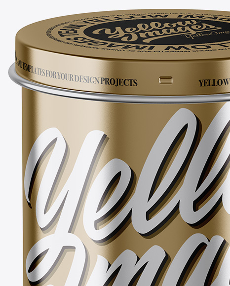 Metallic Tin Can Box Mockup - Front View (High-Angle Shot)