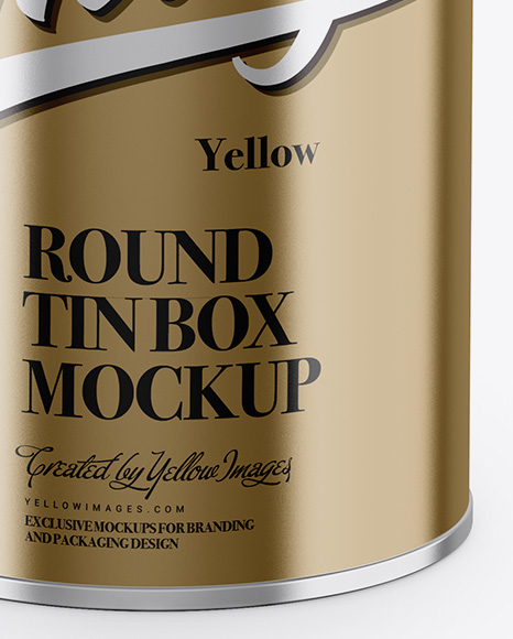 Metallic Tin Can Box Mockup - Front View (High-Angle Shot)