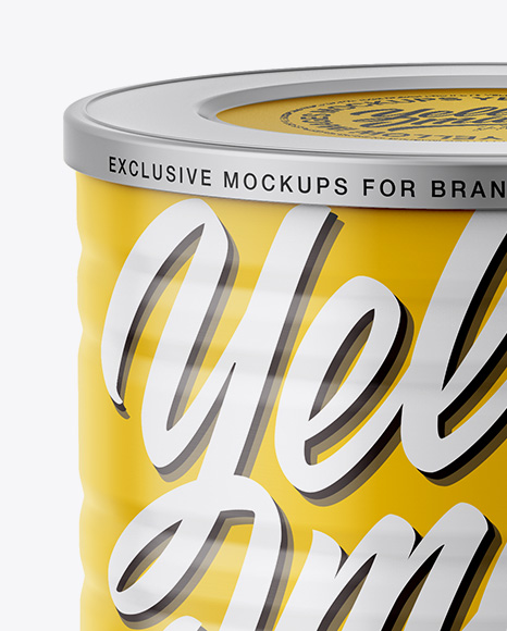 Glossy Tin Can Mockup - High-Angle Shot