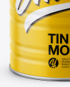 Glossy Tin Can Mockup - High-Angle Shot