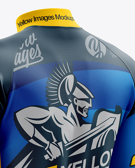 Men’s Cycling Thermal Jersey LS mockup (Back Half Side View)