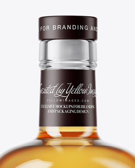 Clear Glass Whisky Bottle Mockup