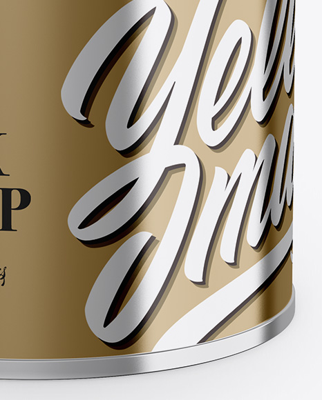 Metallic Tin Can Box Mockup - Front View (High-Angle Shot)