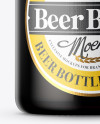 Amber Bottle With Dark Beer Mockup