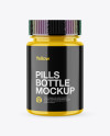 Glossy Pills Bottle With Shrink Sleeve Mockup