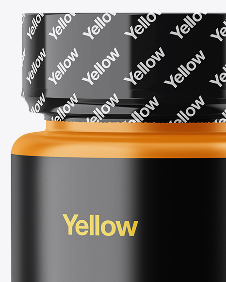 Matte Pills Bottle With Shrink Sleeve Mockup